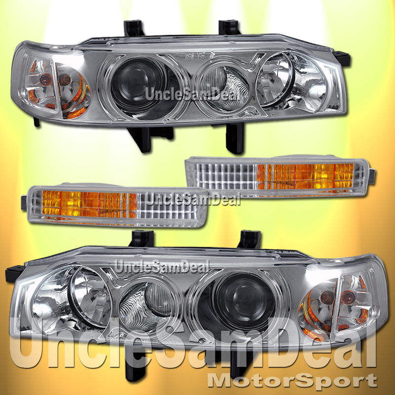 90 91 Honda Accord Projector Chrome Headlights Clear Corner Set 4 Pieces Ebay