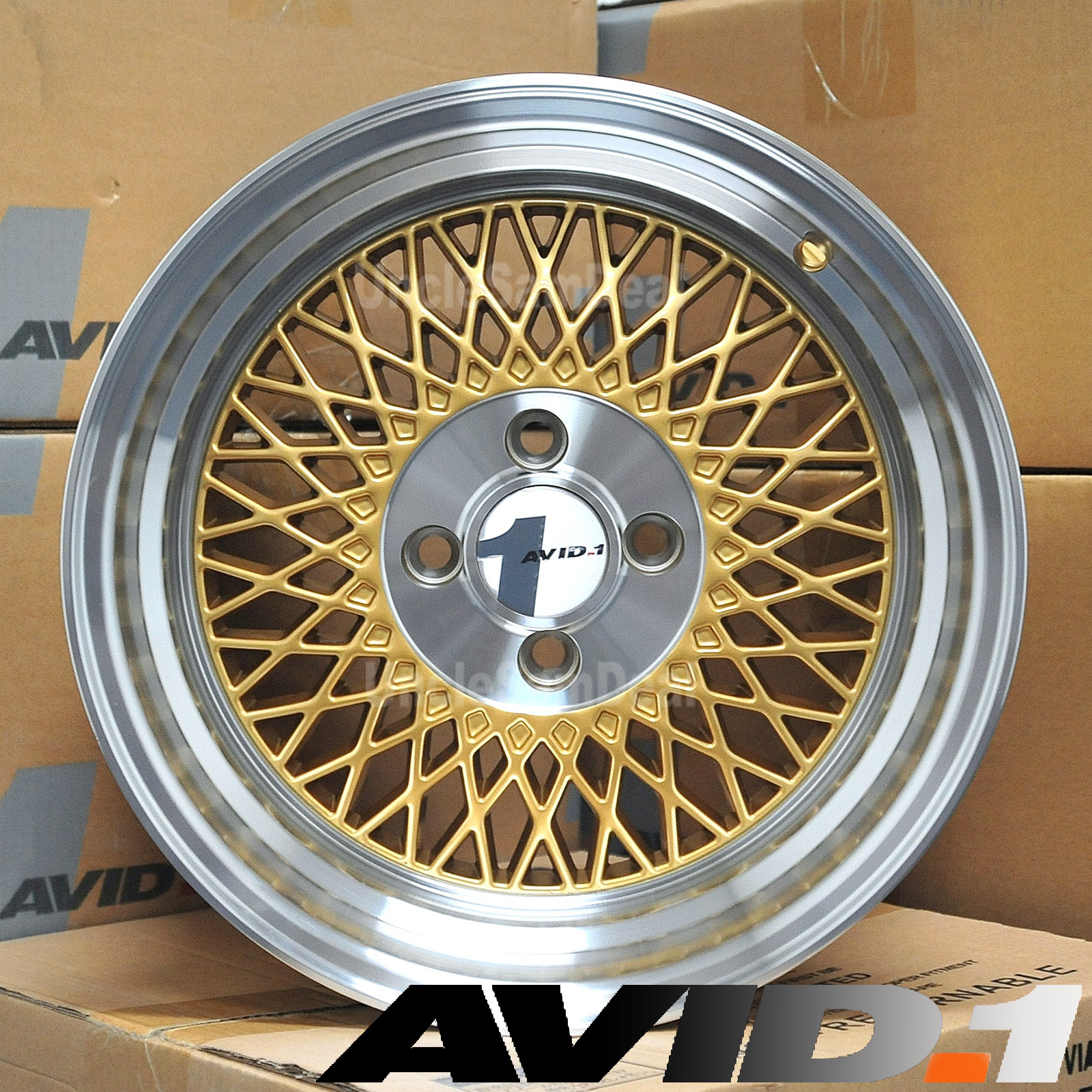 25 Gold Rims Avid1 AV18 15X8 Rims 4x100 New Set