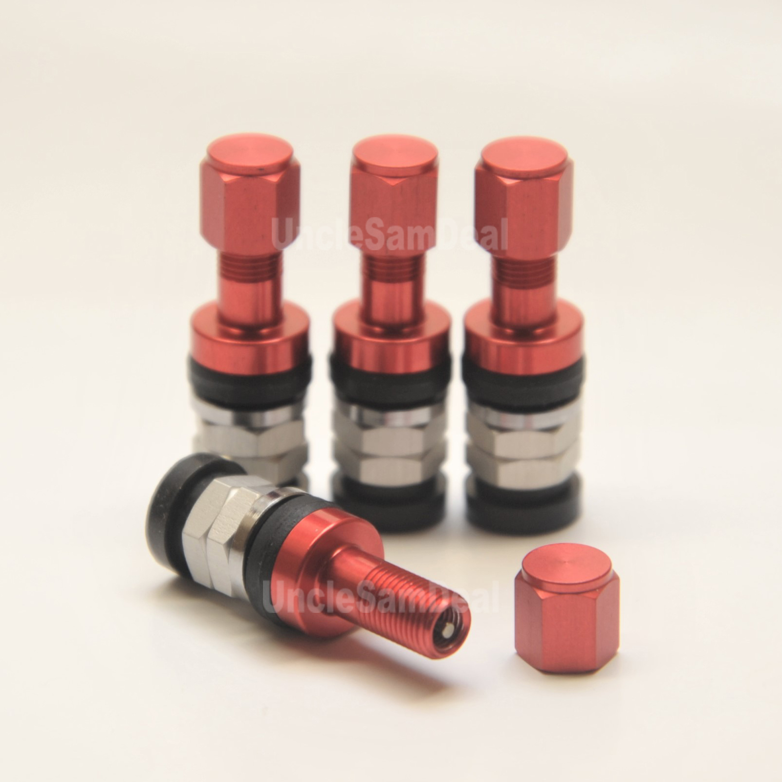 ENKEI RPF1 RED ALUMINUM BOLT ON VALVE STEMS WITH CAPS SET OF 4 eBay