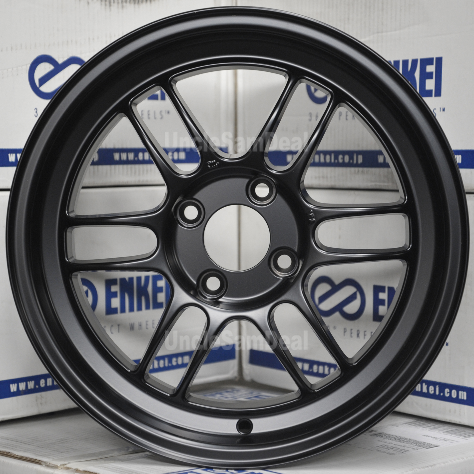15x7 4x100 35 OFFSET ENKEI JAPAN RPF RPF1 BLACK 12 SPOKES SPORT